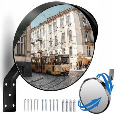 zahrada-XL Venkovní konvexní dopravní zrcadlo černé Ø 60 cm polykarbonát | Zboží Auto