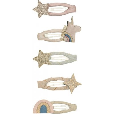 MIMI & LULA Sponky do vlasů Unicorn Mini – set 5 ks, růžová barva, textil – Zboží Mobilmania
