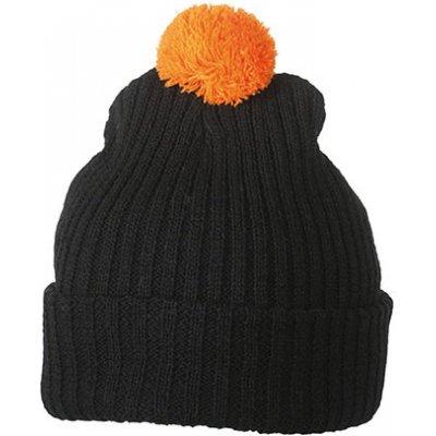 Knitted cap with pompon MB7540 s kulich em černá/oranžová – Hledejceny.cz