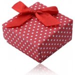 Šperky Eshop Červená dárková krabička na prsten nebo náušnice, bílé tečky, mašlička Y38.12 – Zboží Dáma