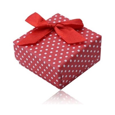 Šperky Eshop Červená dárková krabička na prsten nebo náušnice, bílé tečky, mašlička Y38.12 – Zboží Dáma