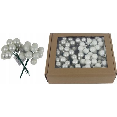 Skleněné vánoční baňky na drátku stříbrné, průměr 2 cm, S0570-28 BOX 144 ks – Hledejceny.cz