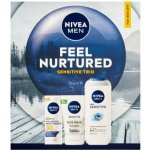 Nivea Men Sensitive sprchový gel pro muže 250 ml + Sensitive hydratační denní krém SPF 30 50 ml + Sensitive čisticí gel pro muže 100 ml kosmetická sada – Zbozi.Blesk.cz