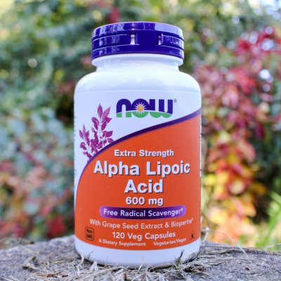 Now Foods ALA kyselina alfa lipoová Extra Strength 600 mg 120 rostlinných kapslí