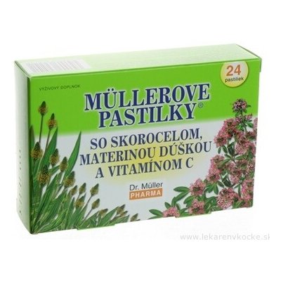 Dr. Müller Pharm Müllerovy pastilky se skořicí a mateřídouškou a vitamínem C 24 ks – Hledejceny.cz