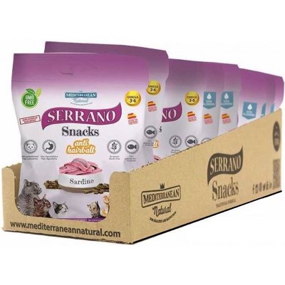 Serrano Snack Cat AntiHairball Sardine 12 x 50 g – Hledejceny.cz