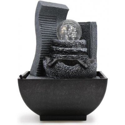 AWM Ltd S3 8AL Fontána s LED osvětlením Skalní Útvar se skleněnou koulí 18 cm – Sleviste.cz