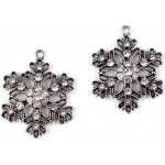 Prima-obchod Přívěsek vločka s broušenými kamínky Ø36 mm, barva 1 platina s patinou – Zboží Dáma