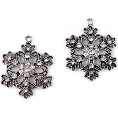 Prima-obchod Přívěsek vločka s broušenými kamínky Ø36 mm, barva 1 platina s patinou – Zboží Dáma