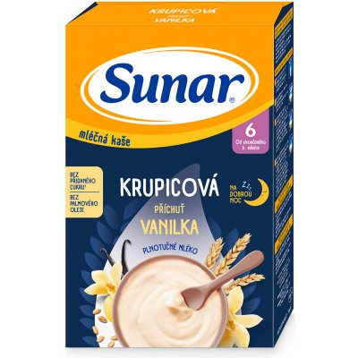 Sunar Mléčná krupicová kaše na dobrou noc vanilková 210 g – Zbozi.Blesk.cz