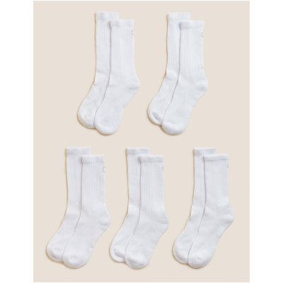 Marks & Spencer Sada pěti párů dámských sportovních ponožek v bílé
