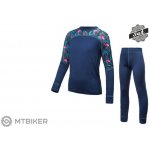 Sensor Merino Impress Set dětský triko dl.rukáv + spodky deep blue/floral modrá – Zboží Dáma