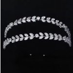 B-TOP Dvojitá čelenka do vlasů se zirkony – asymetrické zdobení – Zboží Dáma