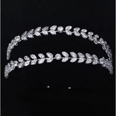 B-TOP Dvojitá čelenka do vlasů se zirkony – asymetrické zdobení – Zboží Dáma