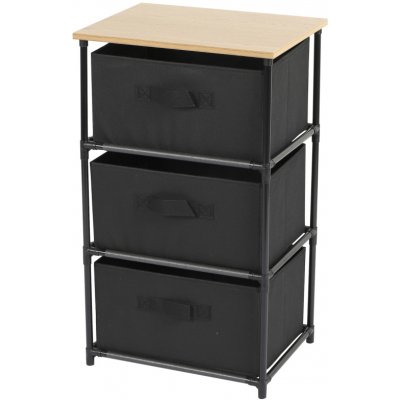 DOCHTMANN Regál s úložnými boxy černý 3 police 39x30x68cm – Zboží Dáma