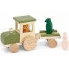 Dřevěná hračka Trixie Baby traktor s valníkem