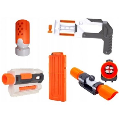 Příslušenství pro Nerf – Sada pro úpravy: pažba, hlaveň, zaměřovač, TLUMIČ – Hledejceny.cz