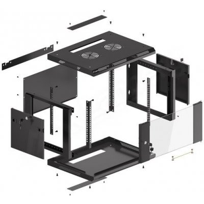 LANBERG Nástěnný rack 19 6U 600X450mm flat pack WF01-6406-10B – Zbozi.Blesk.cz