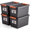 Úložný box AJ Produkty Plastový box s víkem, 50 l, 590x390x345 mm, černý, bal. 4 ks