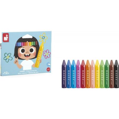 Janod Colorino trojhranné voskovky 12 barev – Zboží Dáma