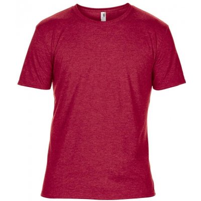 Anvil pánské tričko do V TRI-BLEND žíhaná červená