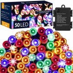 SPRINGOS LED světelný řetěz 10m 100LED 8 funkcí časovač 3xAA IP44 multicolor – Hledejceny.cz