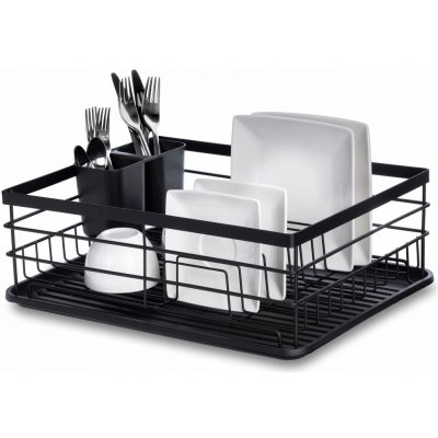 ADEO Odkapávač na nádobí, s držákem na příbory - černý LKA, 45x34x15 – Zboží Mobilmania