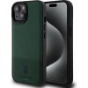 Pouzdro a kryt na mobilní telefon Apple U.S. Polo PU Leather Mesh Pattern Double Horse iPhone 15 zelené