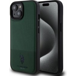 U.S. Polo PU Leather Mesh Pattern Double Horse iPhone 15 zelené