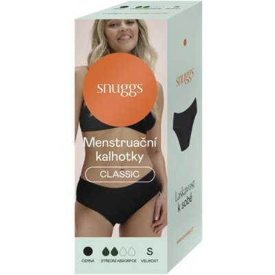 Snuggs Menstruační kalhotky Classic pro střední menstruaci černé – Zboží Dáma