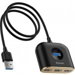 Baseus Square Round USB Adapter HUB USB 3.0 to 1x USB 3.0 + 3x USB 2.0.1m Black