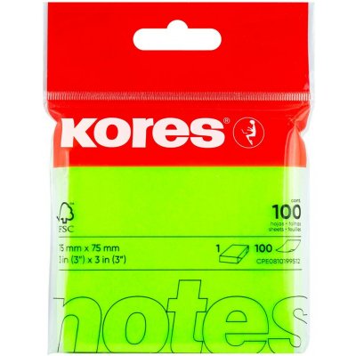 Samolepící bločky Kores 75x75mm neonově zelené 100 listů – Hledejceny.cz
