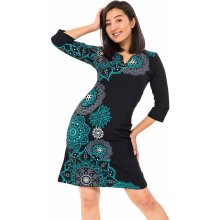 Himalife Šaty s 3/4 rukávem Ailana černá s tyrkysovou