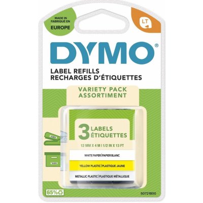 Dymo LetraTag páska Multi-pack (bílá papír, žlutá plast, stříbrná) S0721800 – Zboží Živě