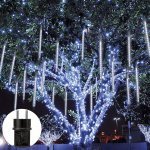 ROSNEK 192 LED Meteor Shower Rain Lights Bílá Waterproof Icicle Fairy Lights Garden Party Christmas Deco – Hledejceny.cz