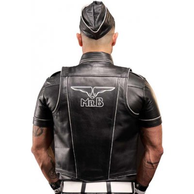 Mister B Leather Muscle Vest MrB Logo - kožená vesta s logem vzadu – Zboží Dáma