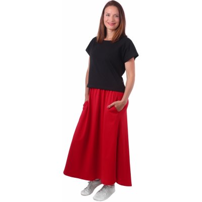 Dlouhá sukně s kapsami Linda červená – Zboží Mobilmania