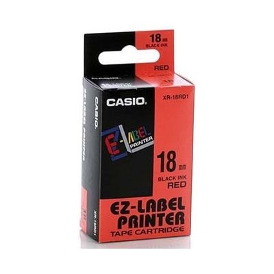 Casio originální páska do tiskárny štítků, Casio, XR-18RD1, černý tisk/červený podklad, nelaminovaná, 8m, 18mm – Hledejceny.cz