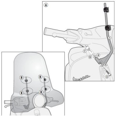 A5608A montážní sada pro plexi Piaggio Vespa Primavera 50-125 (14-25)/Sprint 50-125 (14-25) – Zbozi.Blesk.cz