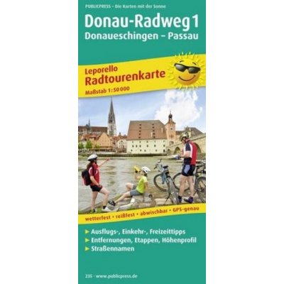 PublicPress Leporello Radtourenkarte Donau-Radweg. Donaueschingen - Passau – Zboží Mobilmania