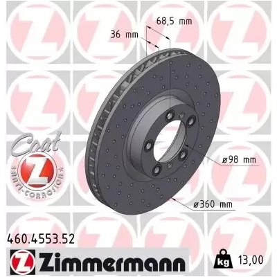 ZIMMERMANN Brzdový kotouč SPORT Z - 360 mm ZIM 460.4553.52 | Zboží Auto