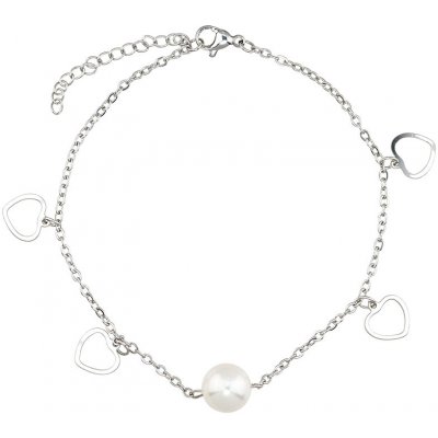 Linda's Jewelry Náramek na nohu perla a srdce chirurgická ocel INR230 – Zboží Mobilmania