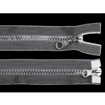 Prima-obchod Zip kostěný No 5 dělitelný 2 jezdce / dvoucestný 80 cm transparentní, barva transparent stříbrná – Zboží Mobilmania