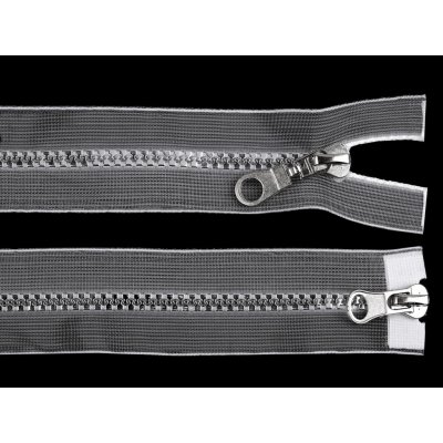 Prima-obchod Zip kostěný No 5 dělitelný 2 jezdce / dvoucestný 80 cm transparentní, barva transparent stříbrná – Zboží Mobilmania