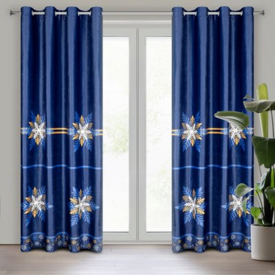 EUROFIRANY VÁNOČNÍ ZATEMŇOVACÍ ZÁVĚS NA KROUŽCÍCH CAROL 140X250 CM TMAVĚMODRÁ – Sleviste.cz