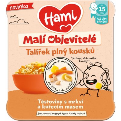 Hami talířek Těstoviny s mrkví a kuřecím masem 200 g – Zboží Dáma