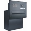 Poštovní schránka 1x poštovní schránka F-041 k zazdění do sloupku + čelní deska s 1x zvonkem a kamerou ABB - lakovaná - RAL 9005 MAT. - ČERNÁ