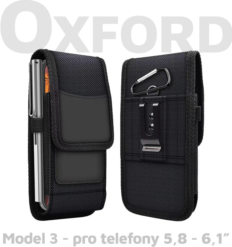 Pouzdro OXFORD Univerzální horizontální s poutkem na opasek Model 3 do 16 x 8 cm, černé