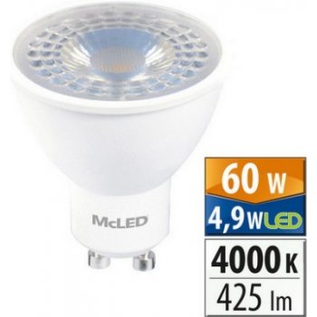 MCLED žárovka LED 4,9W-60 GU10 2700K 38°