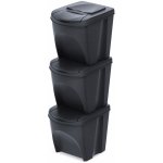PROSPERPLAST Sada 3 odpadkových košů SORTIBOX ECO WOOD antracit 3 x 25 l – Zboží Dáma